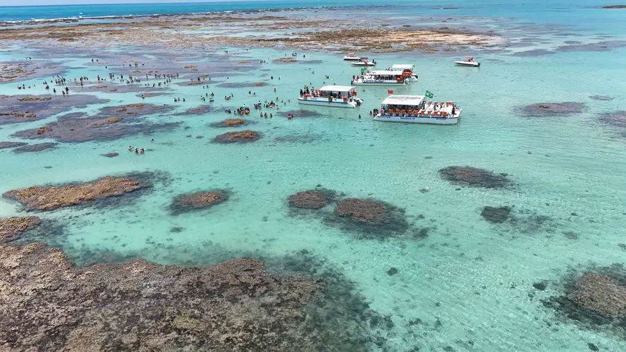 Arrecifes y catamaranes vistos desde arriba